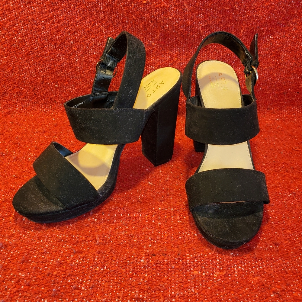 Apt 9 Black Faux Suede Block Heel Sandal